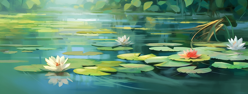 绿色夏至荷花飘荡在河面水彩插画背景,插画/手绘图,插画/手绘图库,插画/手绘图下载,插画/手绘